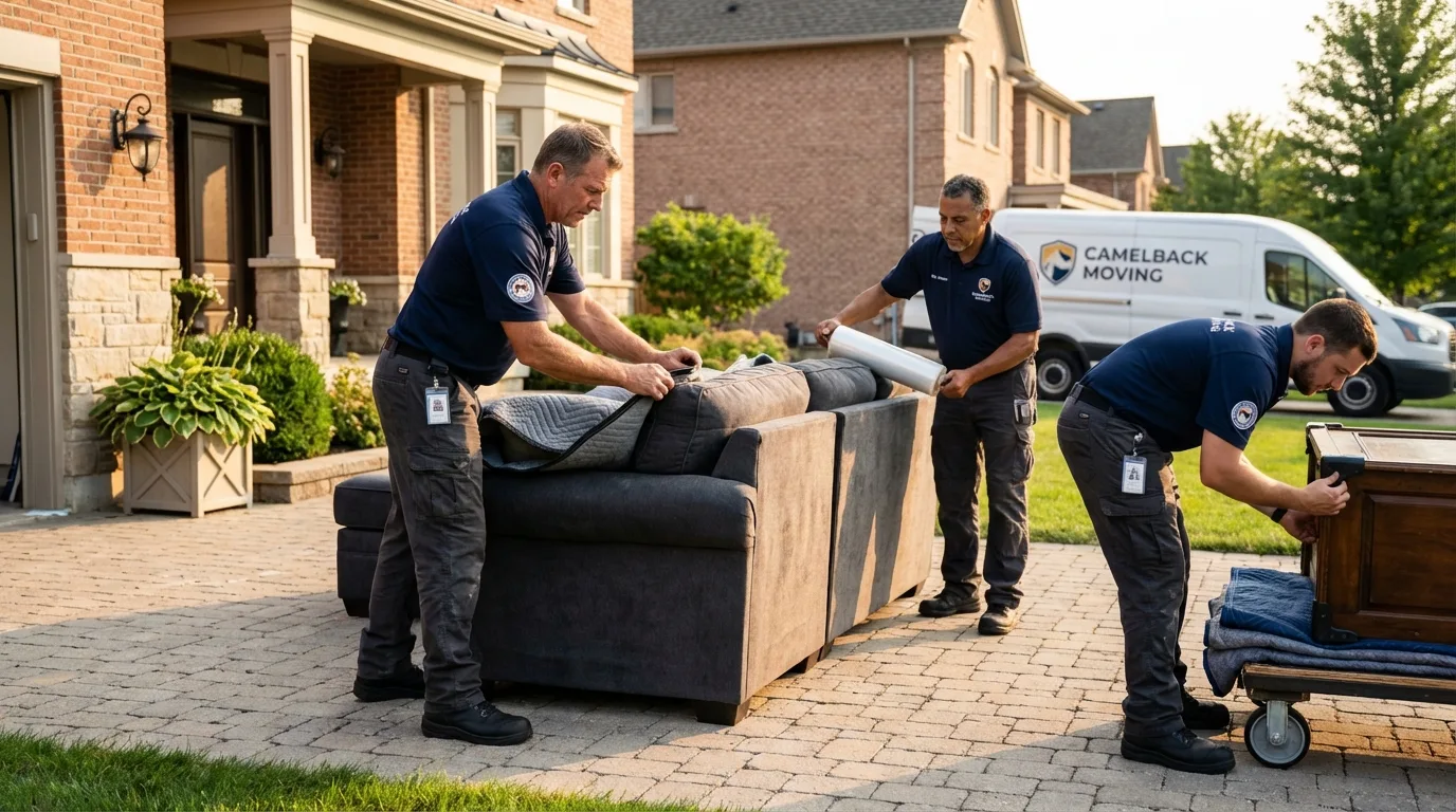 Large estate moving crew wrapping furniture in Princeton, TX
