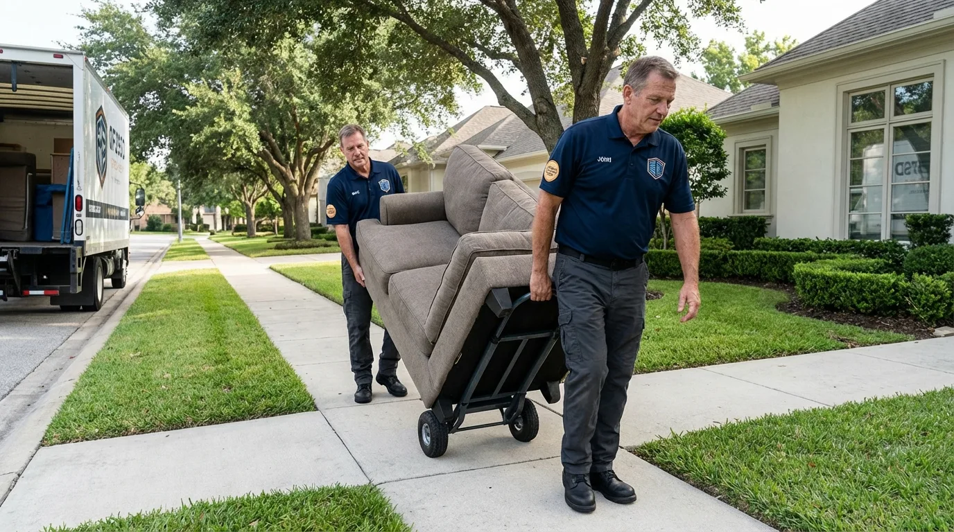 Local residential moving crew loading furniture in Princeton, TX